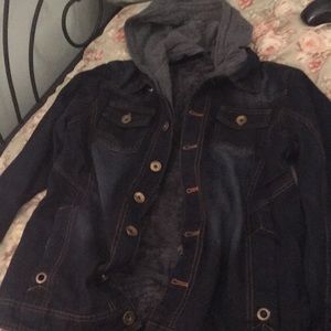 Fur lined Denim hoodie